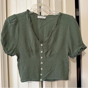 Paper Crane Olive V-Neck Blouse